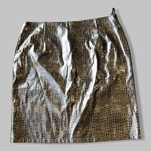 Valenti Snakeskin Faux Patent Leather  Mini Skirt